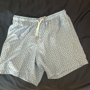 Blue bermies bathing suit with turtle design